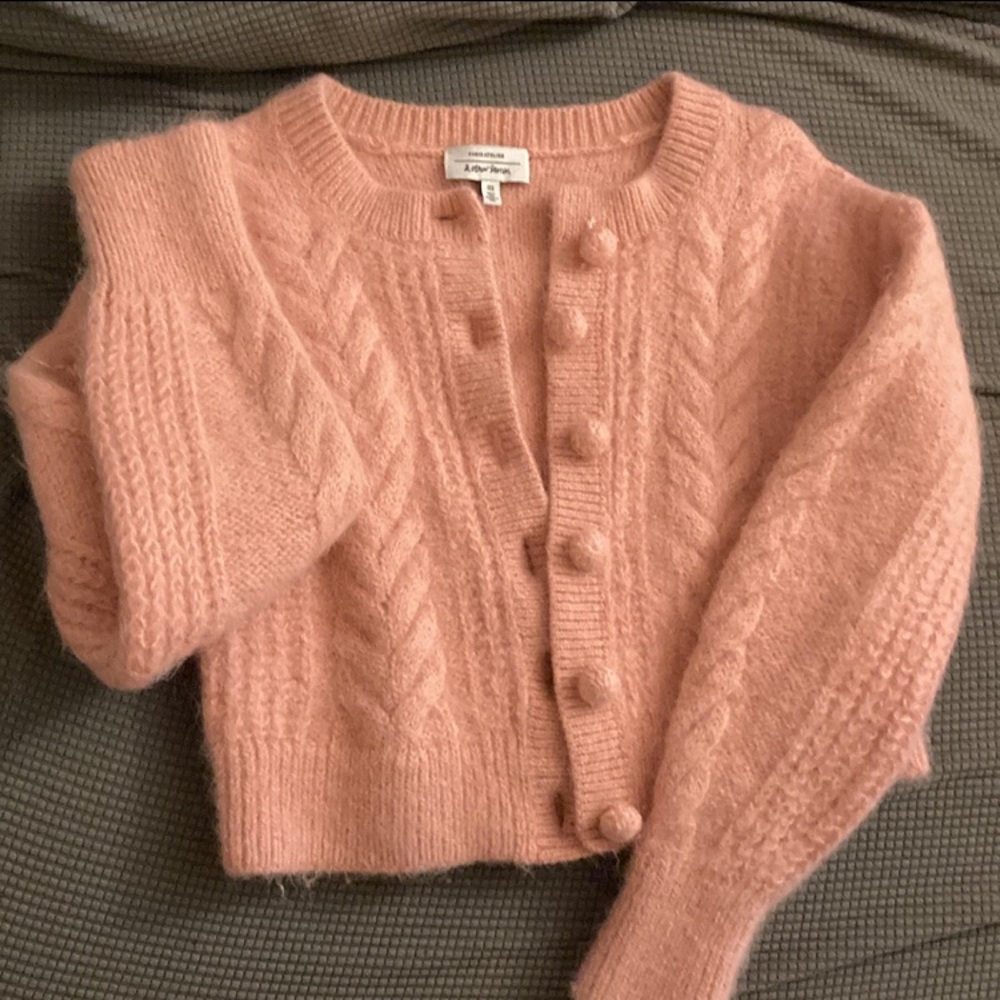 &otherstories pink wool and alpaca cable knit Cardigan